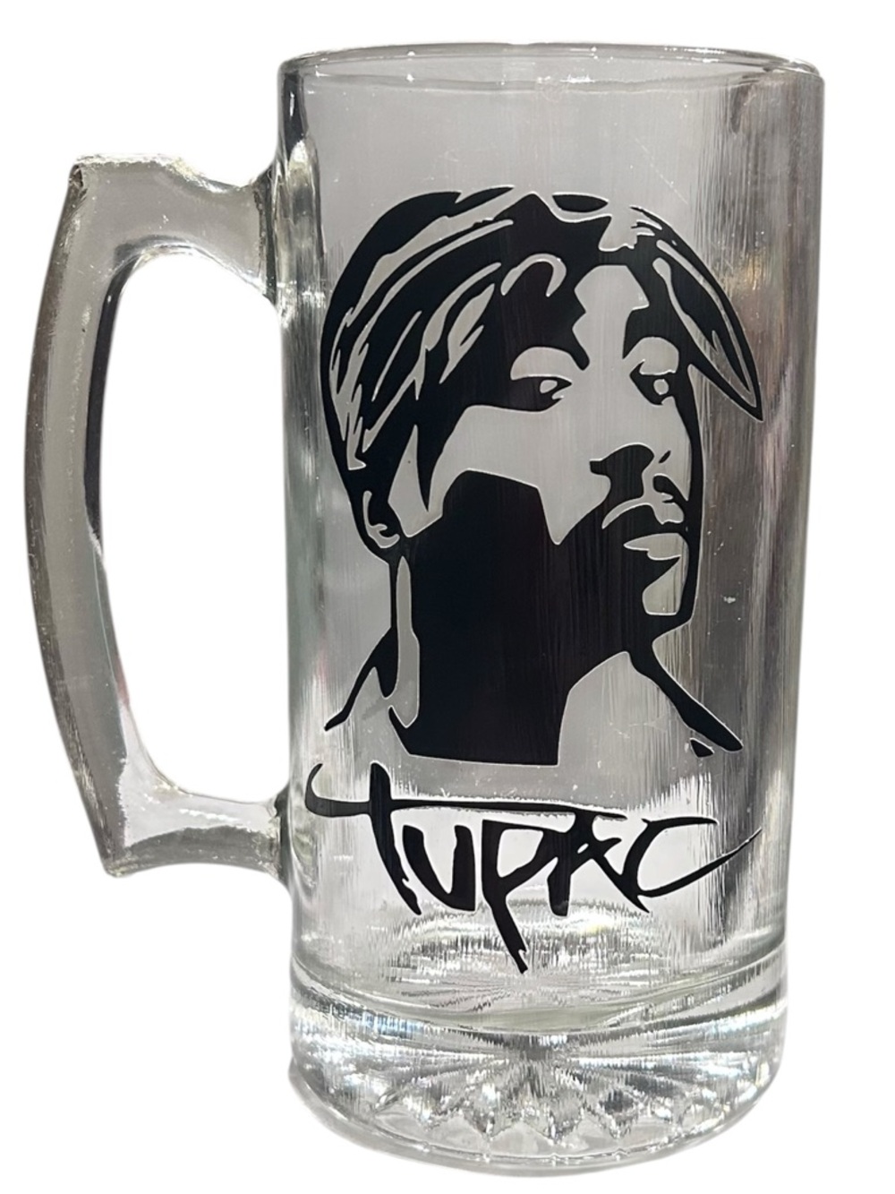 Tupac Shakur Heavy Glass Beer Stein Mug 7.25” Glass Hip Hop Collectible 2.6lb